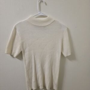 Studio Works Ivory Ribbed Knit Top